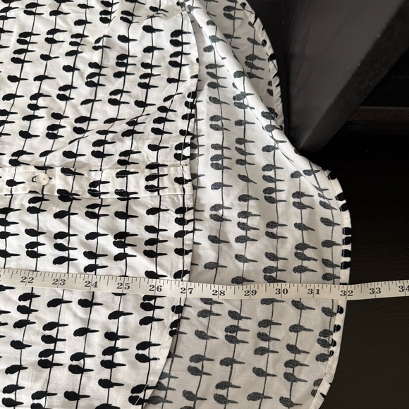 Jane Delancey Shirt Womens L White Black Parrot Bird Wire Long Sleeve Button Up - Picture 12 of 12